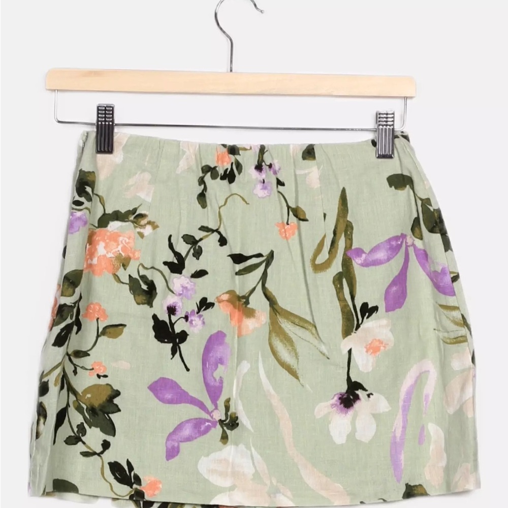 Floral Print Skirt in Green and Purple